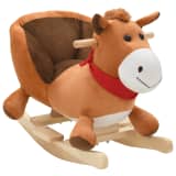vidaXL Schaukeltier Pferd mit Rückenlehne Plüsch 60 x 32 x 50 cm Braun