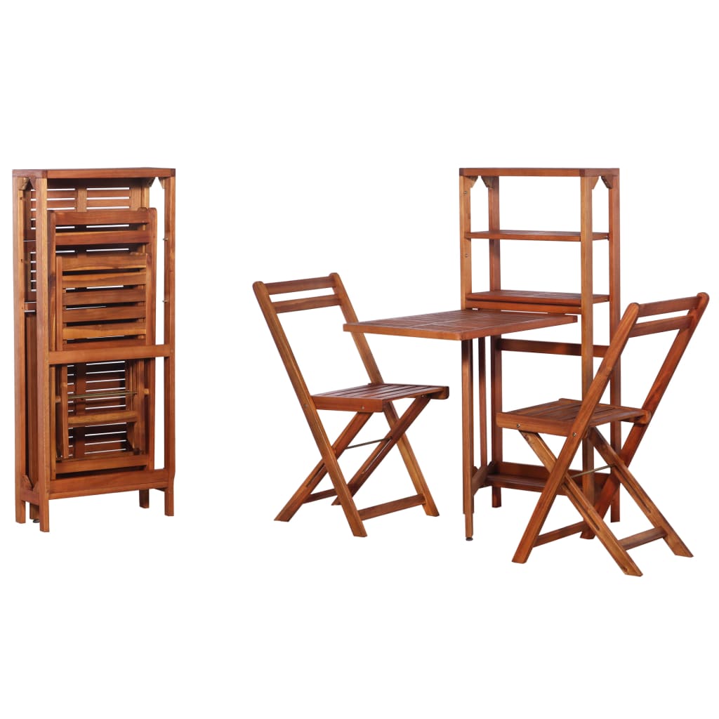 vidaXL Set mobilier bistro pliabil, 3 piese, lemn masiv de acacia