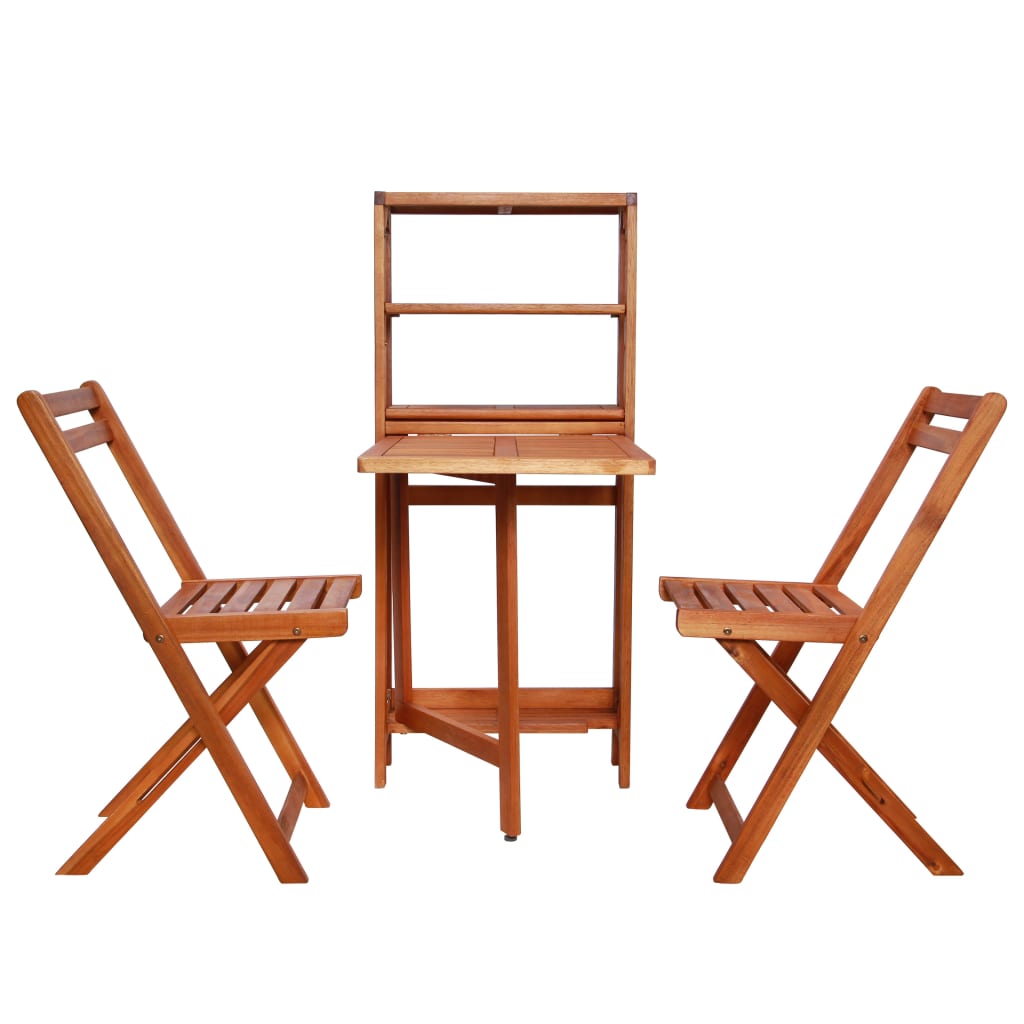 vidaXL Set mobilier bistro pliabil, 3 piese, lemn masiv de acacia