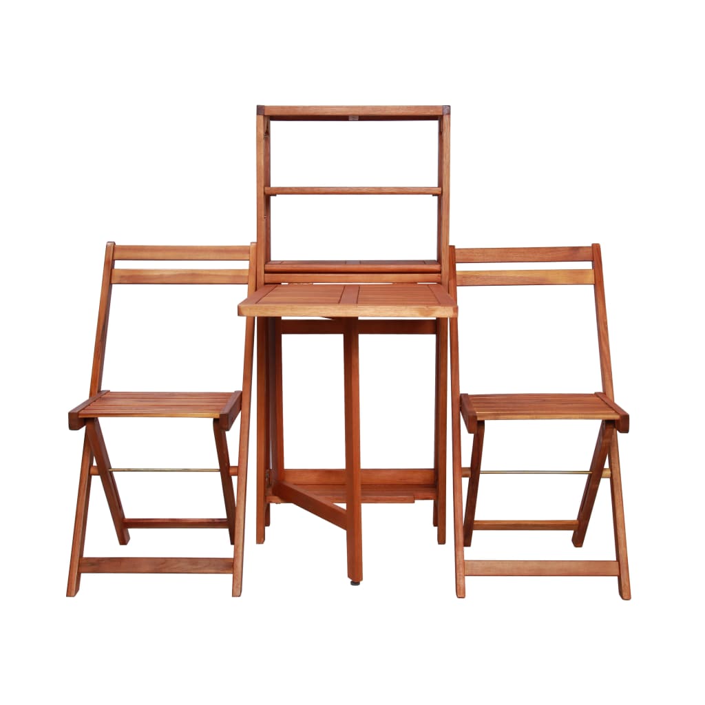 Set mobilier bistro pliabil, 3 piese, lemn masiv de acacia