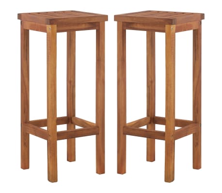 vidaXL Bar Chairs 2 pcs Solid Acacia Wood | vidaXL.com.au