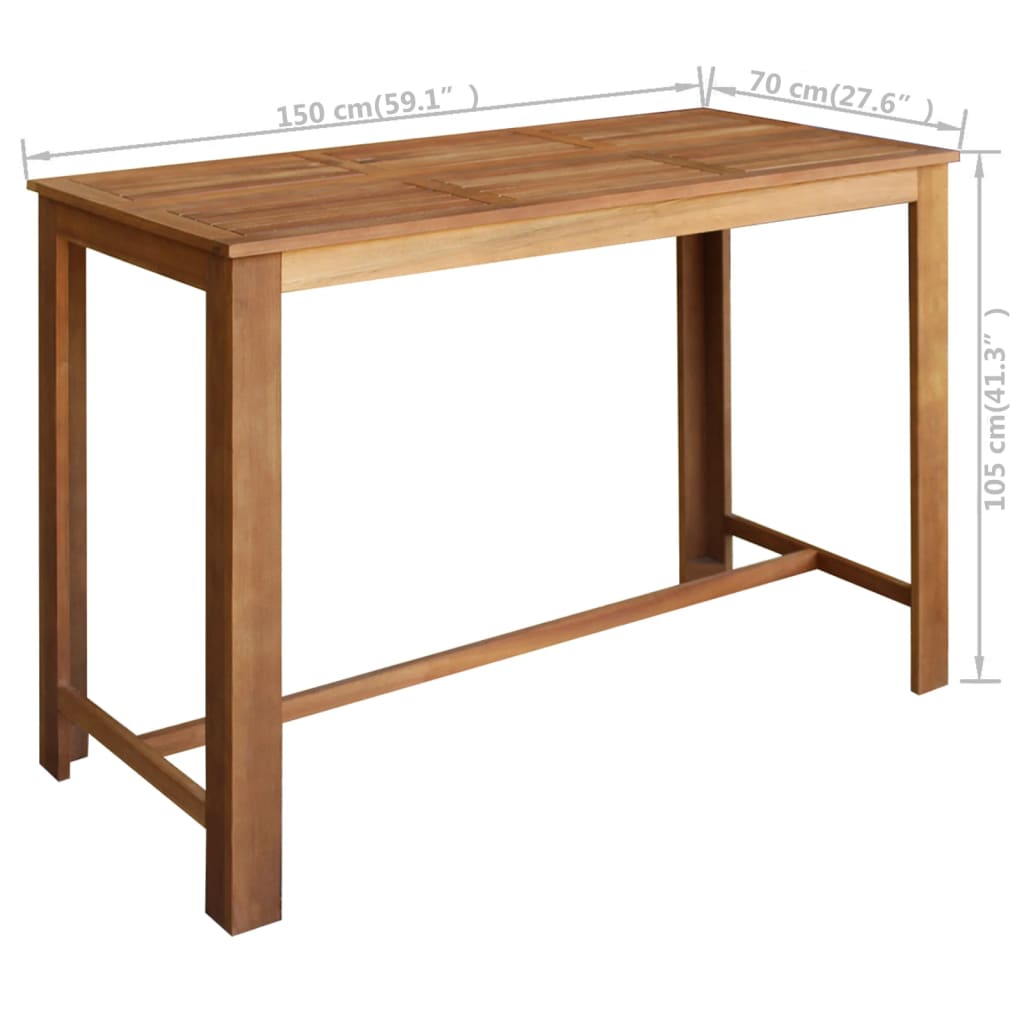 Barski stol od masivnog drva akacije 150 x 70 x 105 cm