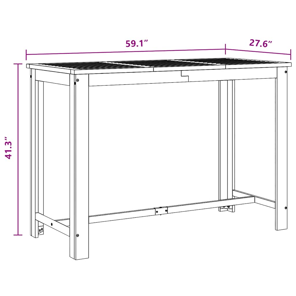 vidaXL Bartisch Massivholz Akazie 150x70x105 cm – Bild 6