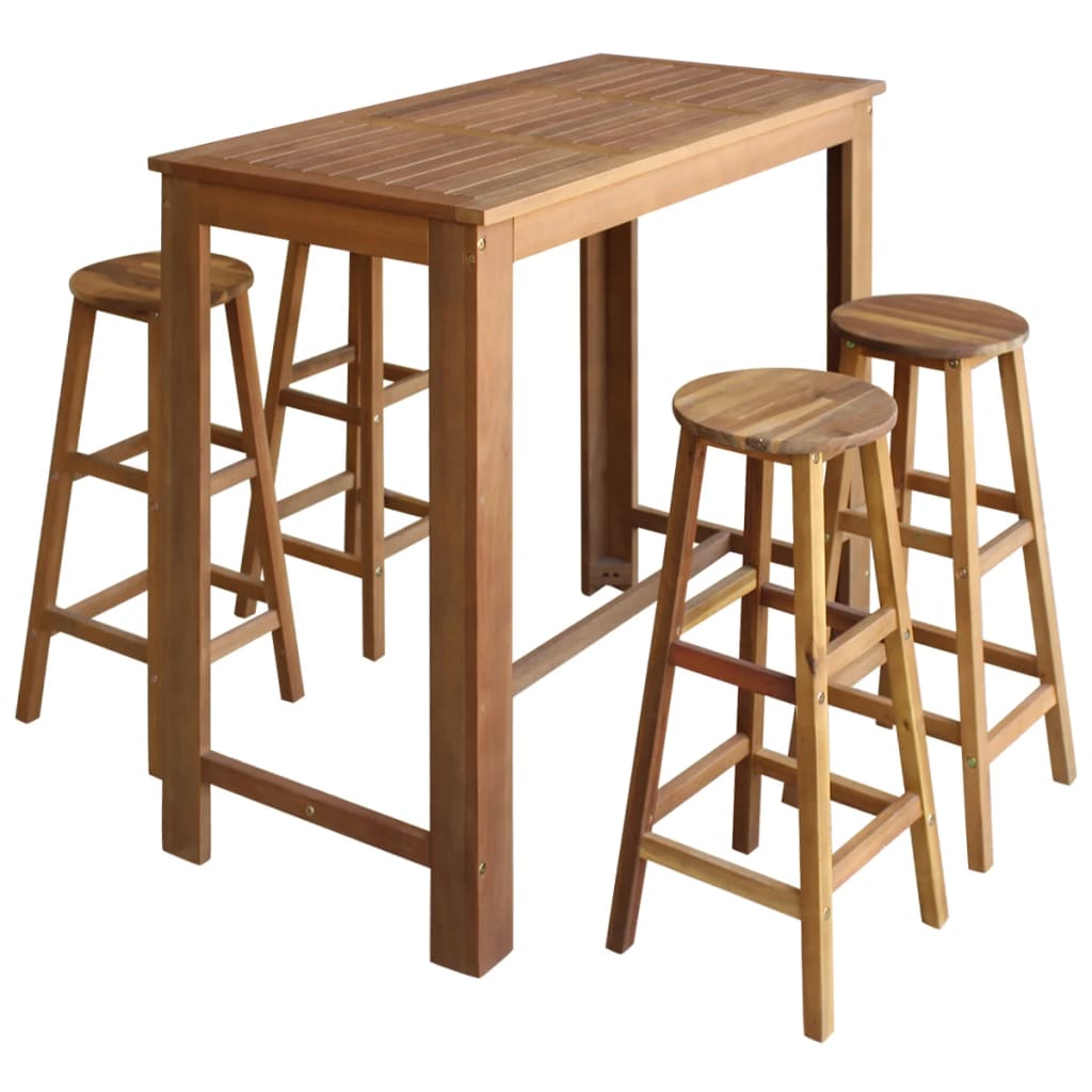 vidaXL Set masă și scaune de bar, 5 piese, lemn masiv de acacia vidaXL