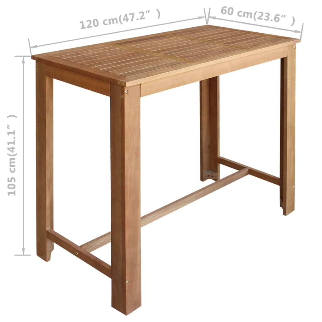 Barový stůl a stoličky z masivního akáciového dřeva sada 5 kusů