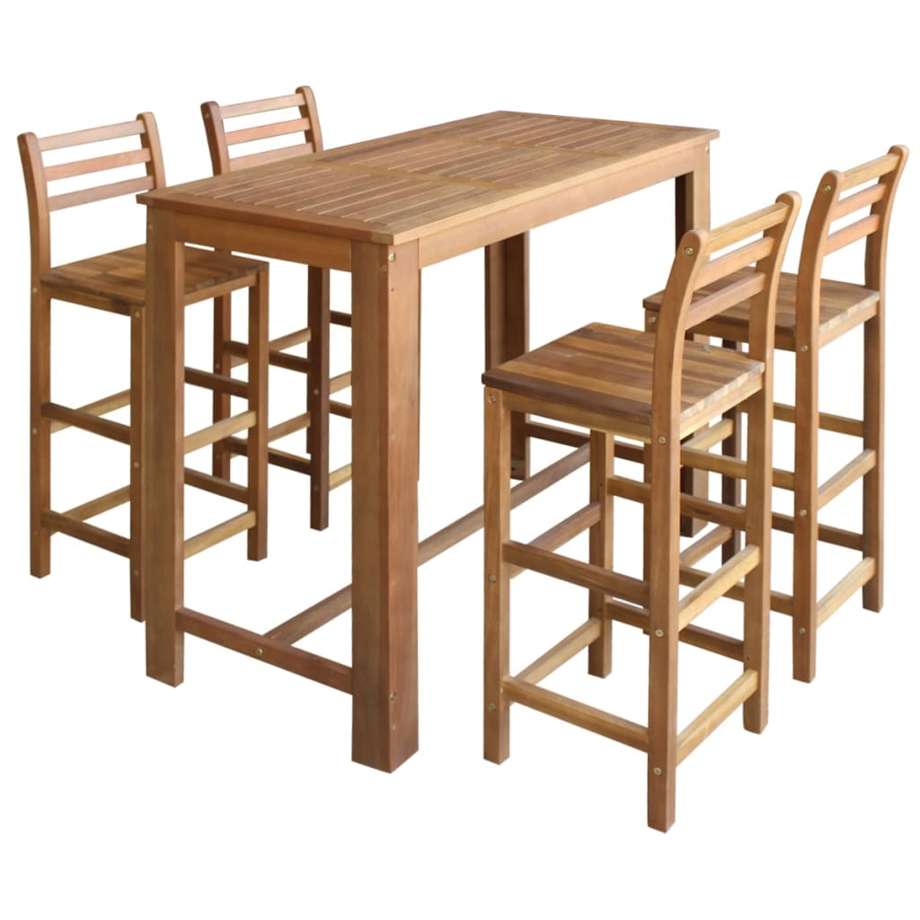 vidaXL Set masă și scaune de bar 5 piese, lemn masiv de acacia vidaXL