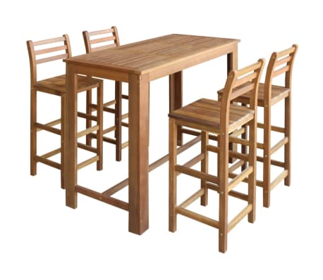 Vidaxl Bar Table And Chair Set 5 Pieces Solid Acacia Wood Vidaxl Com Au