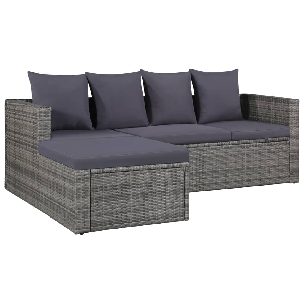 Thumbnail - vidaXL 4-tlg. Garten-Lounge-Set mit Auflagen Poly Rattan Grau