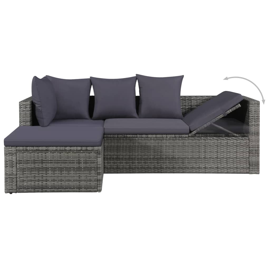 Thumbnail - vidaXL 4-tlg. Garten-Lounge-Set mit Auflagen Poly Rattan Grau