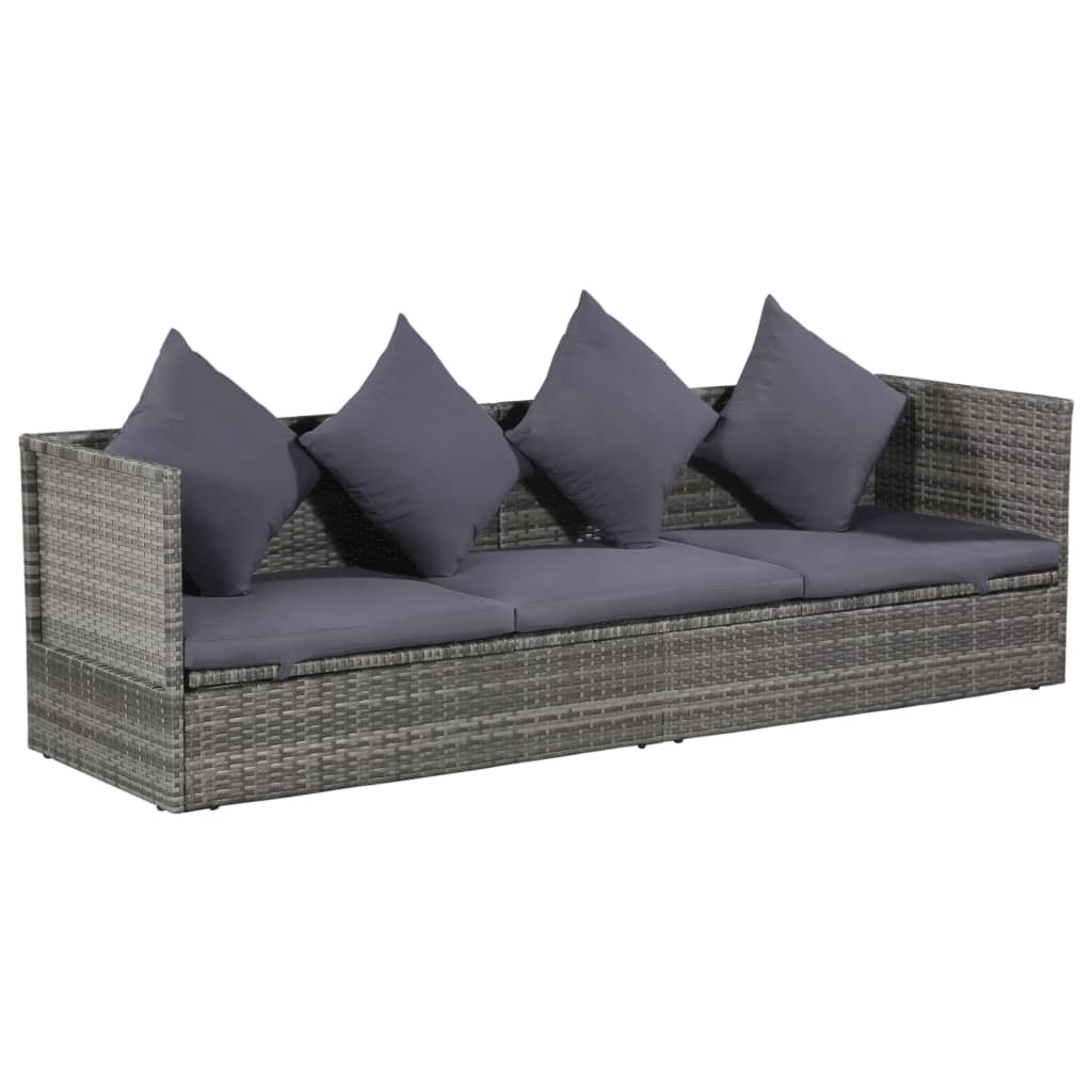 vidaXL Garten-Sofabett 200x60 cm Poly Rattan Grau