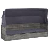 vidaXL āra atpūtas gulta ar jumtiņu, 205x62x124 cm, pelēks PE pinums