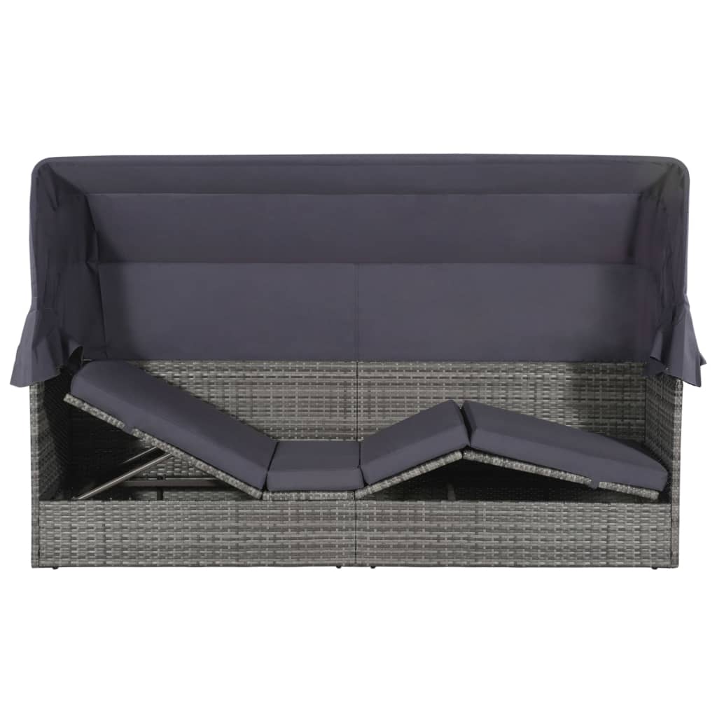 Thumbnail - vidaXL Gartenbett mit Baldachin Grau 205×62 cm Poly Rattan