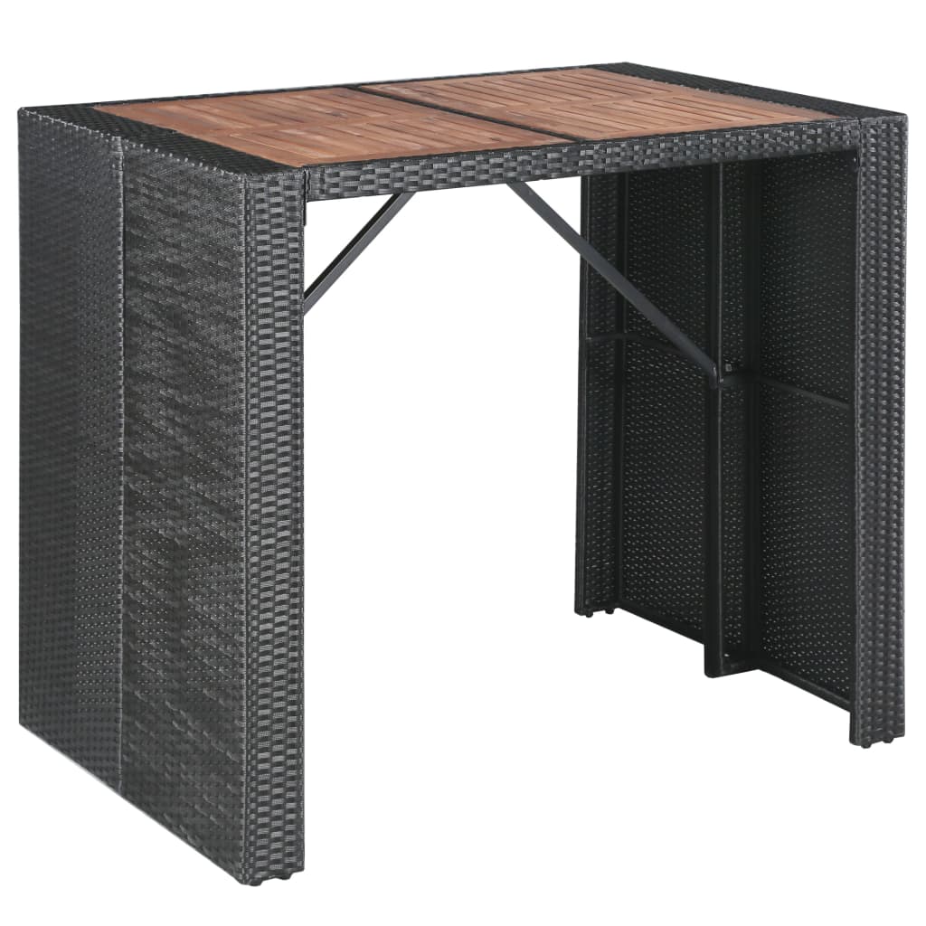 vidaXL 5-tlg. Garten-Bar-Set Poly Rattan und Akazienholz Schwarz