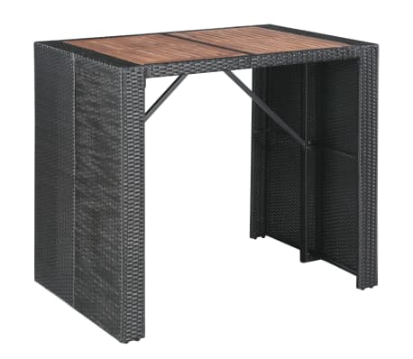 vidaXL 5-tlg. Garten-Bar-Set Poly Rattan und Akazienholz Schwarz