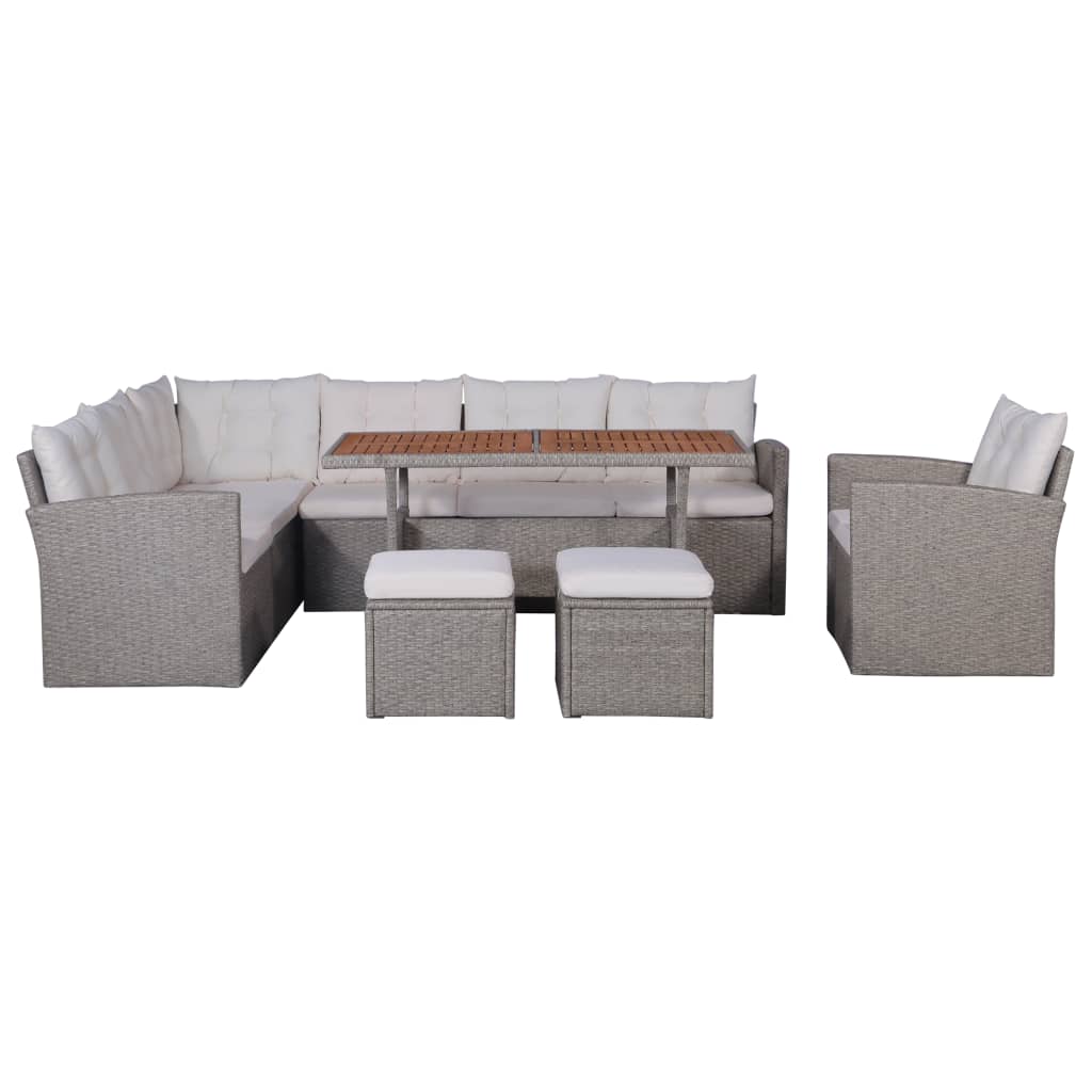 

vidaXL 6-delige Loungeset met kussens poly rattan grijs