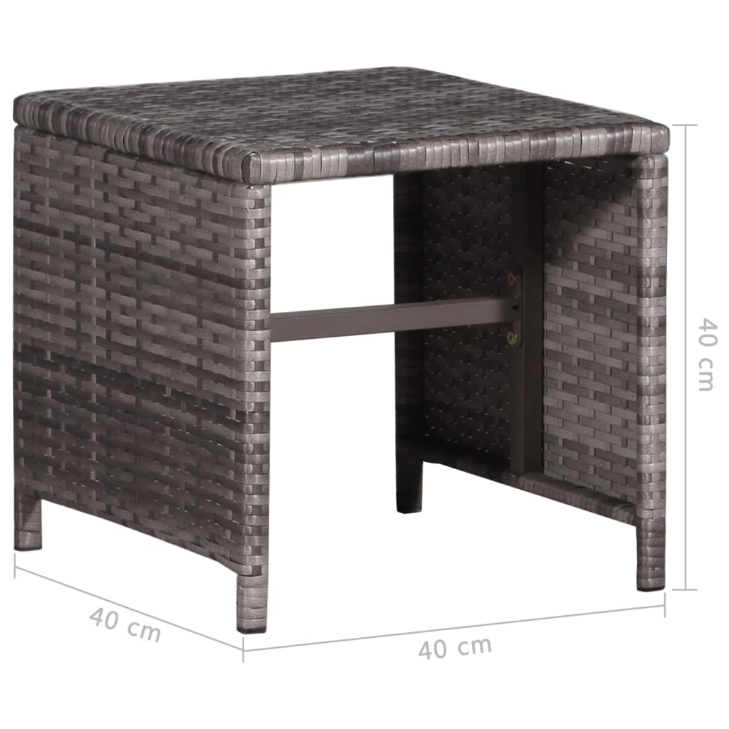 Șezlong cu masă, gri, poliratan