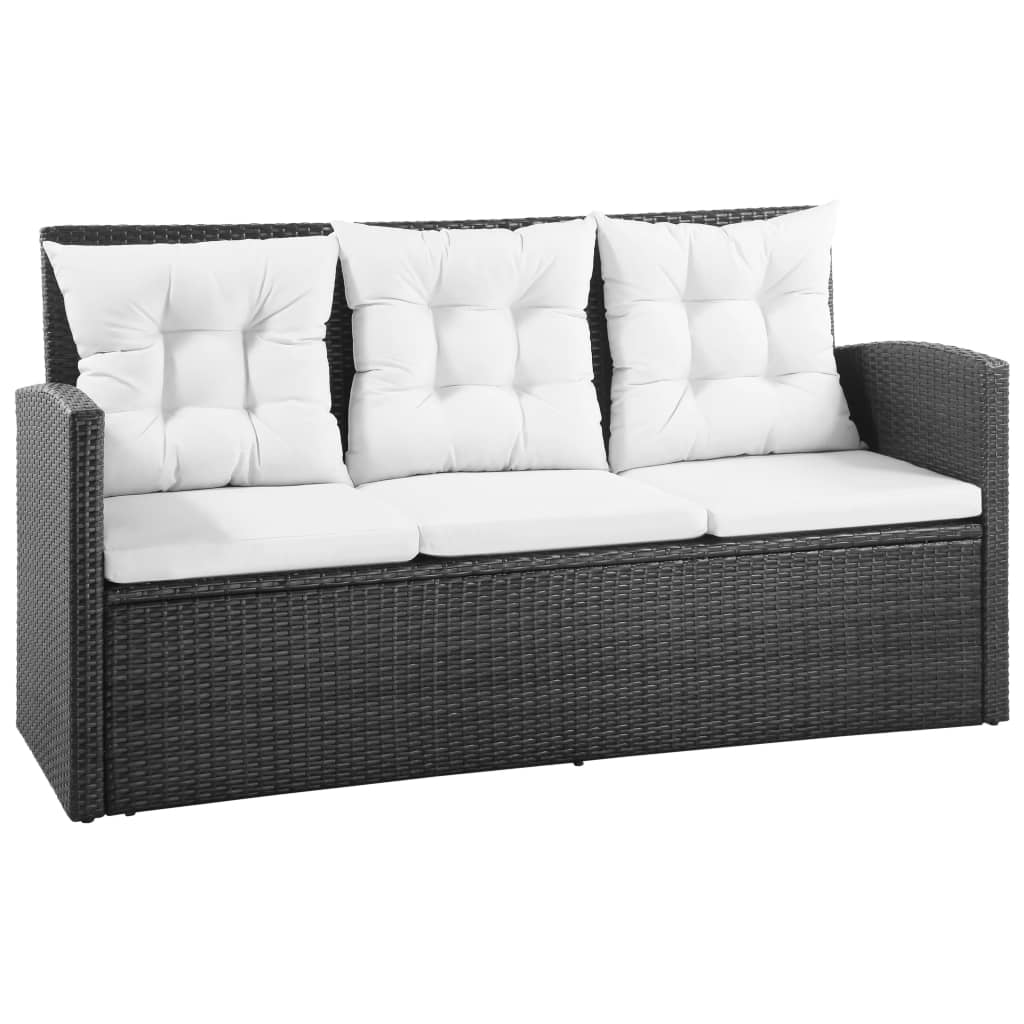 vidaXL 5-delige Loungeset met kussens poly rattan zwart afbeelding