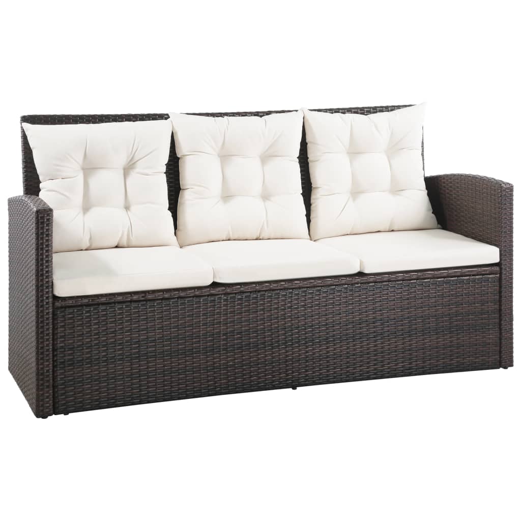 vidaXL 5-delige Loungeset met kussens poly rattan bruin afbeelding