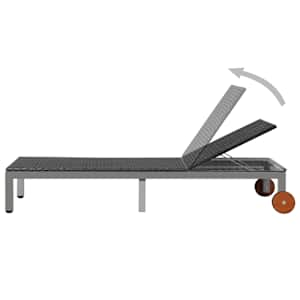 vidaXL Sun Lounger with Wheels Poly Rattan Black