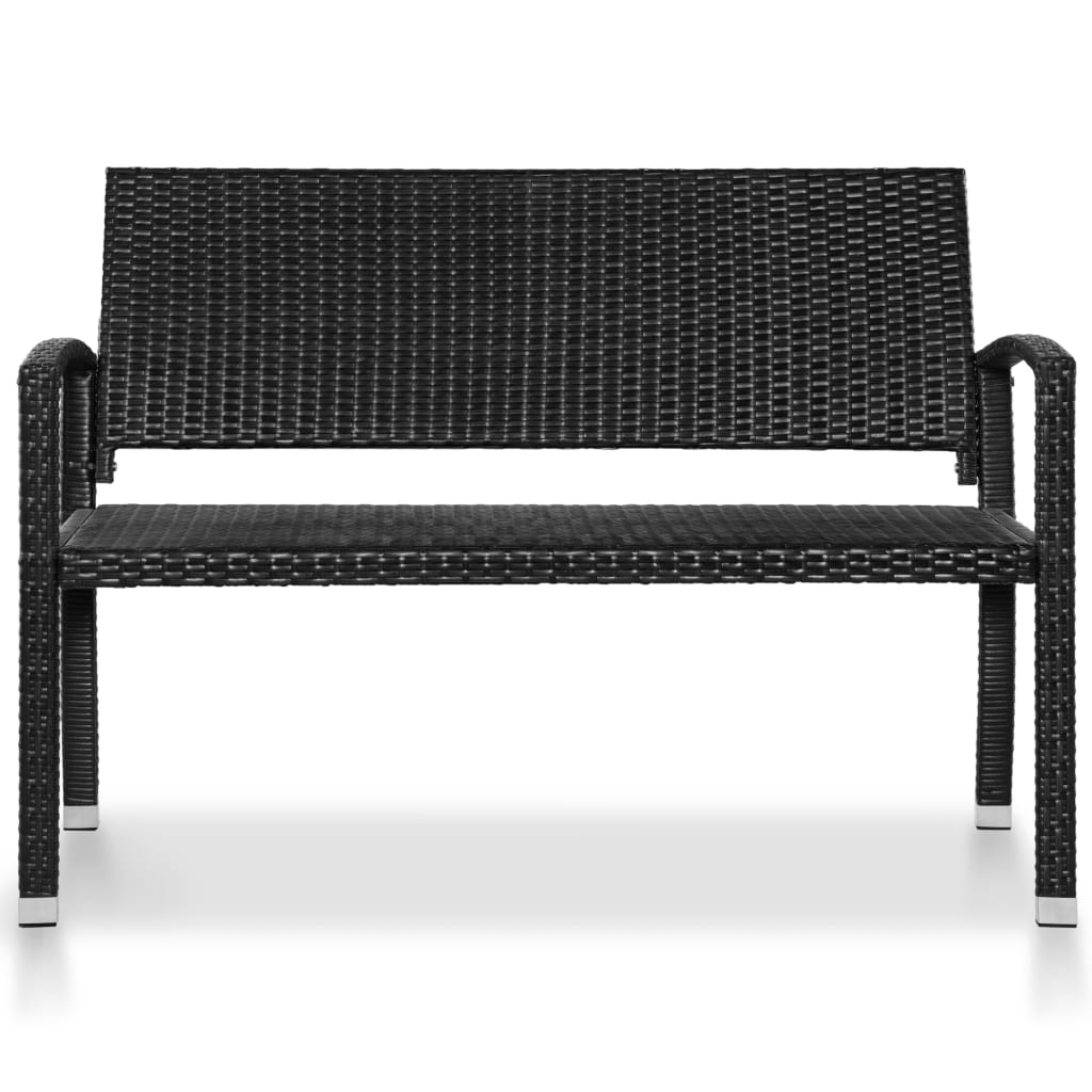 vidaXL Ławka ogrodowa, 122 cm, polirattan, czarna