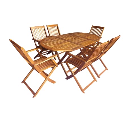 Vidaxl 7 Piece Solid Eucalyptus Wood Folding Outdoor Dining Set