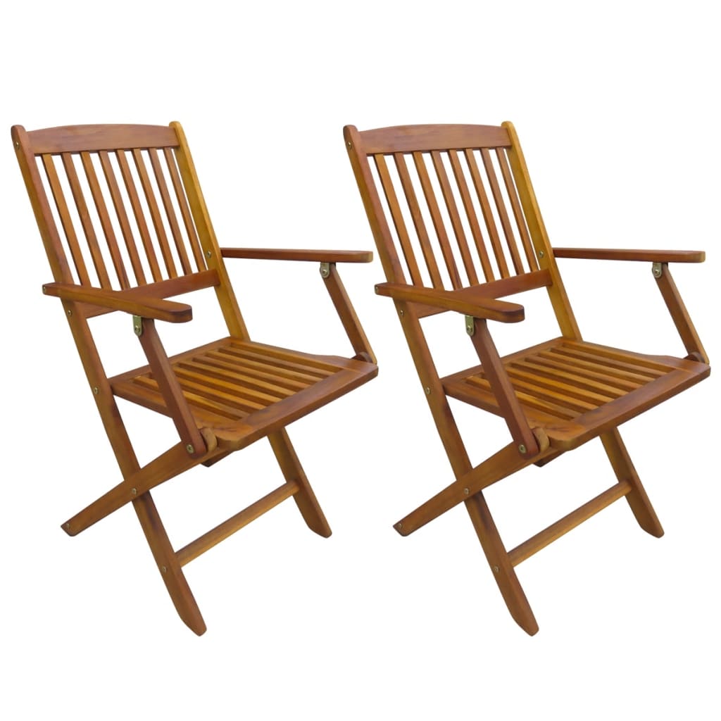 2pcs Folding Garden Chairs Solid Eucalyptus Wood Patio Deck