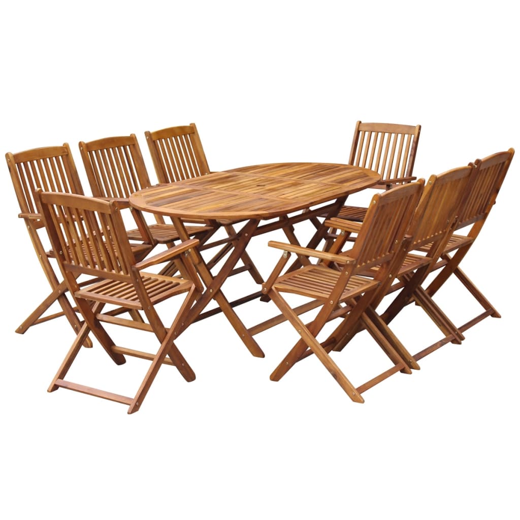 

vidaXL 9 Piece Folding Patio Dining Set Solid Eucalyptus Wood