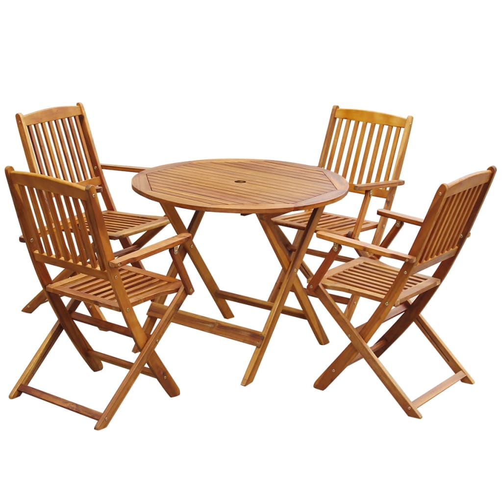 

vidaXL 5 Piece Folding Patio Dining Set Solid Eucalyptus Wood