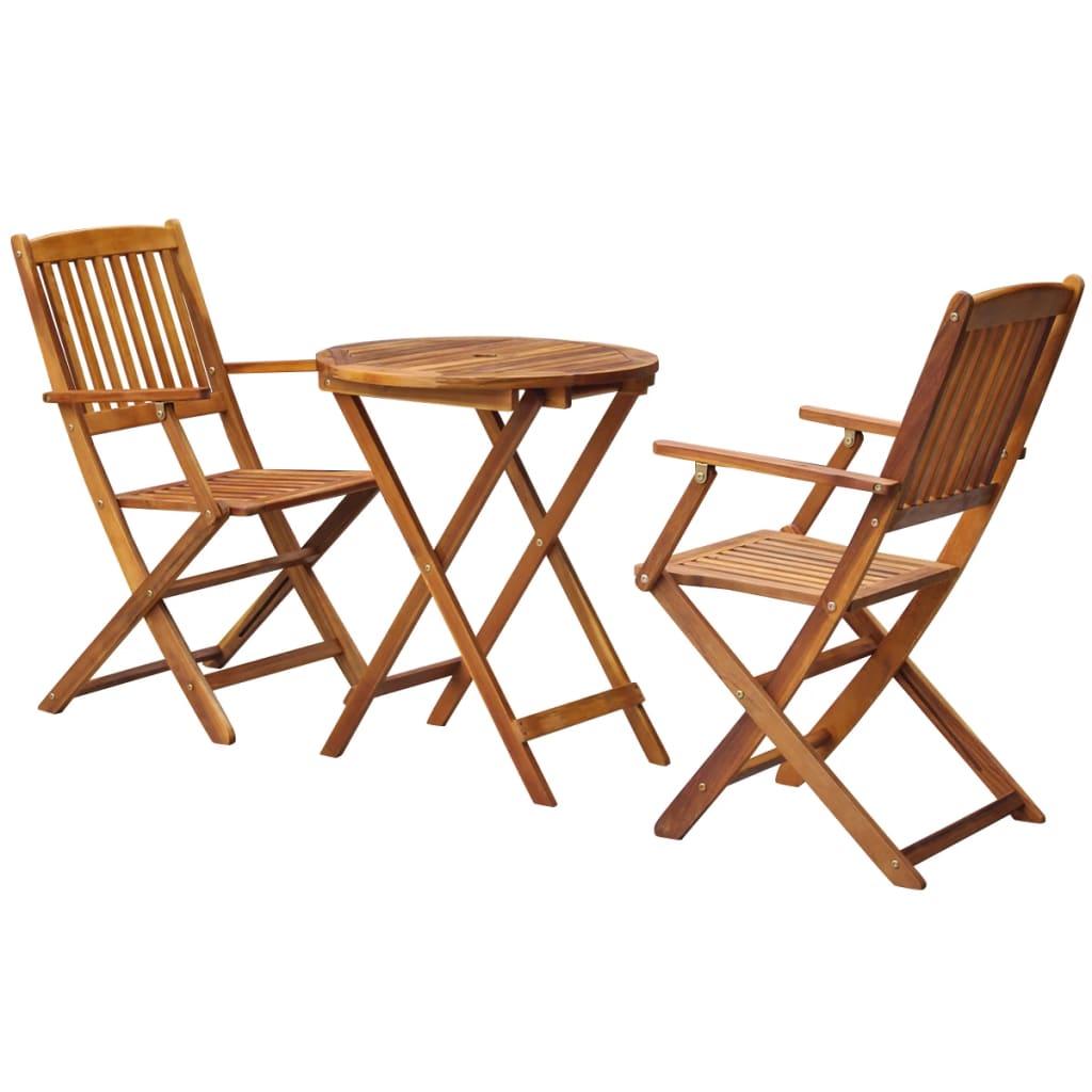

vidaXL 3 Piece Folding Bistro Set Solid Eucalyptus Wood