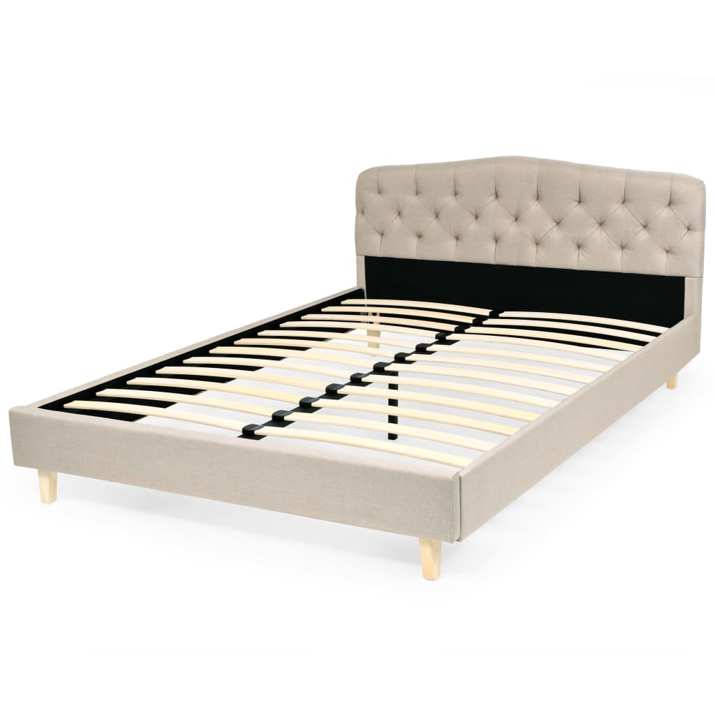 VidaXL - vidaXL Bed met traagschuim matras stof beige 140x200 cm