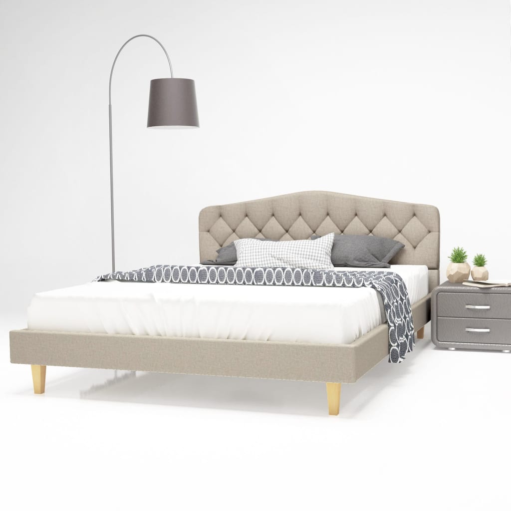 vidaXL Κρεβάτι Μπεζ 140 x 200 εκ. Υφασμάτινο & Στρώμα Αφρού Μνήμης