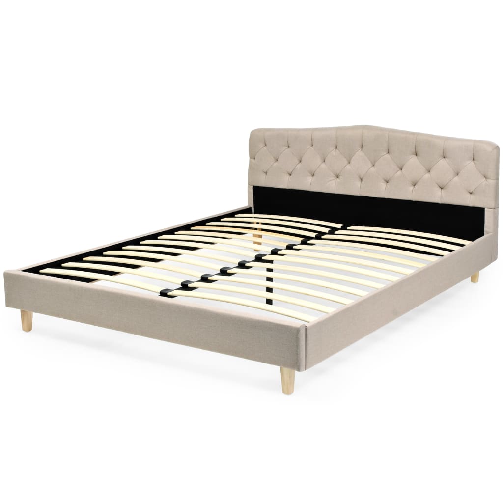 VidaXL - vidaXL Bed met traagschuim matras stof beige 160x200 cm