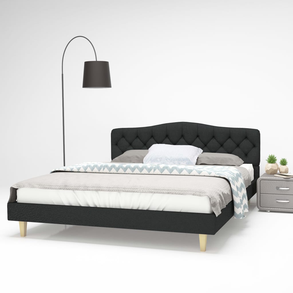 vidaXL Κρεβάτι Σκούρο Γκρι 160×200 εκ Υφασμάτινο & Στρώμα Αφρού Μνήμης