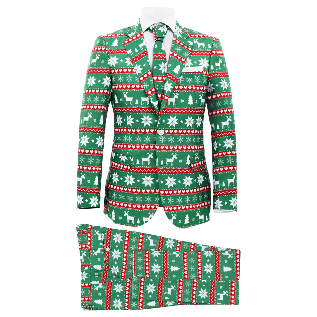 vidaXL Świąteczny garnitur męski z krawatem, 2-częściowy, 50, zielony