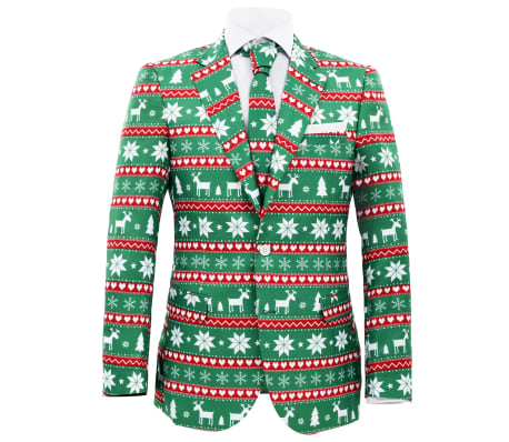 vidaXL 2 Piece Men's Christmas Suit with Tie Size 56 Festive Green