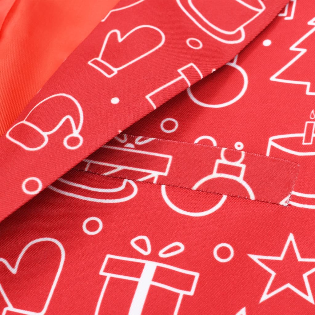 48-as méretű piros kétrészes karácsonyi öltöny nyakkendővel 