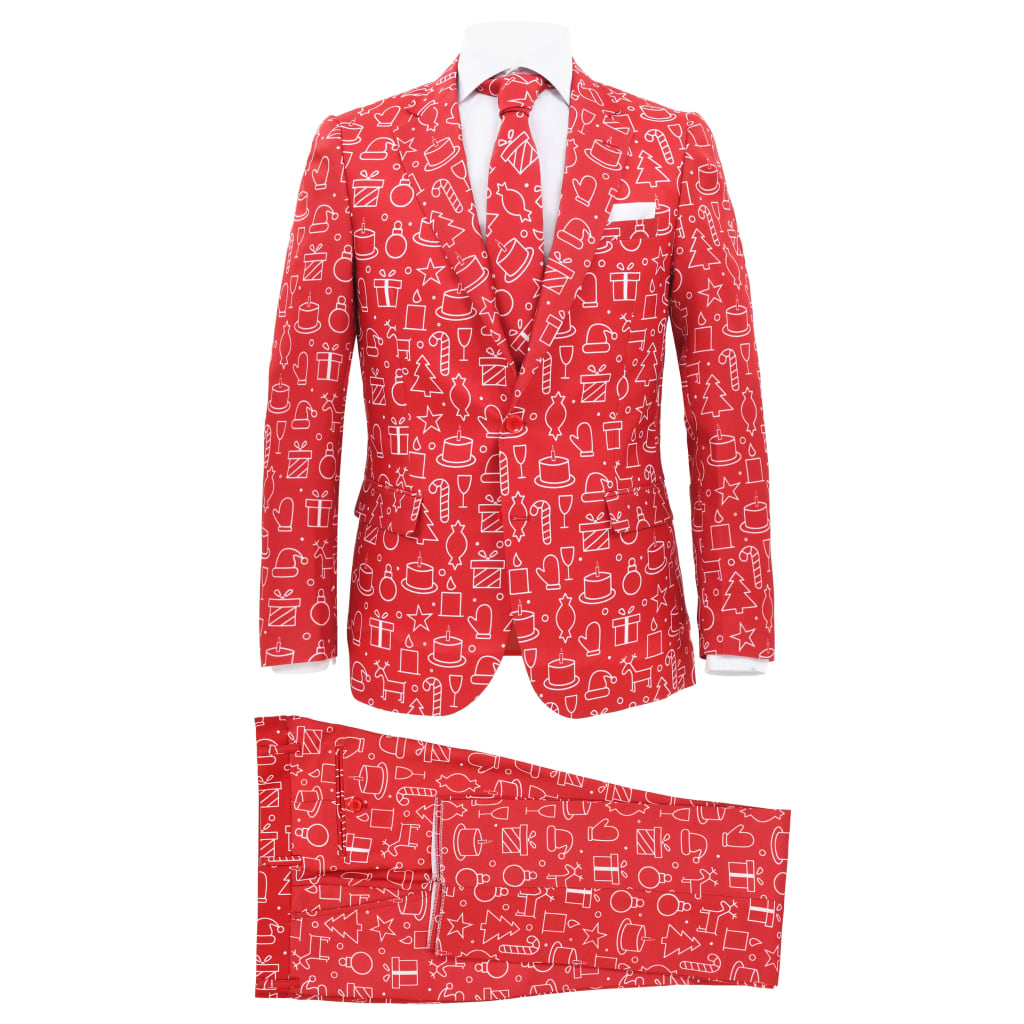 vidaXL 2 pcs fato de Natal c/ gravata homem tam. 50 prendas vermelho