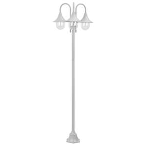 vidaXL aialatern, E27 220 cm, alumiinium, kolme laternaga, valge