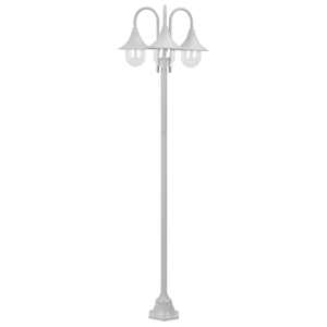 Zahradní sloupová lampa 3 ramena E27 220 cm hliník bílá - obrázek 1