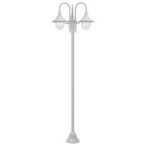 Zahradní sloupová lampa 3 ramena E27 220 cm hliník bílá - obrázek 2