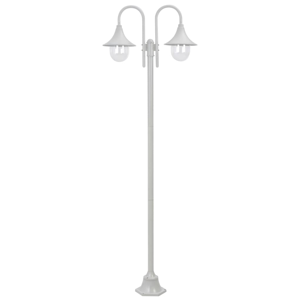 Zahradní sloupová lampa 2 ramena E27 220 cm hliník bílá