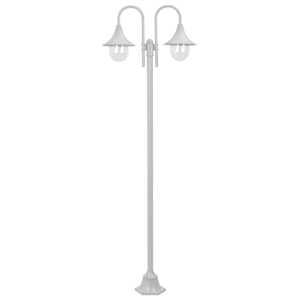 vidaXL aialatern, E27 220 cm, alumiinium, kahe laternaga, valge