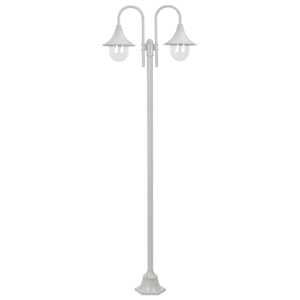 Zahradní sloupová lampa 2 ramena E27 220 cm hliník bílá