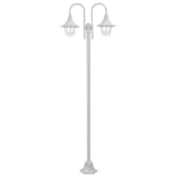 vidaXL Lampione da Giardino E27 220 cm Alluminio 2 Lampade Bianco