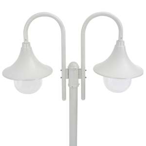 Zahradní sloupová lampa 2 ramena E27 220 cm hliník bílá - obrázek 2