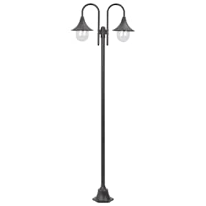 Vrtna ulična svetilka 220 cm E27 aluminij 2 svetilki bronasta