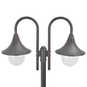 Zahradní sloupová lampa 2 ramena E27 220 cm hliník bronzová - obrázek 3