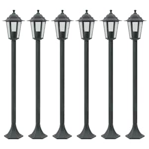 Vrtne ulične svetilke 6 kosov E27 110 cm aluminij temno zelene