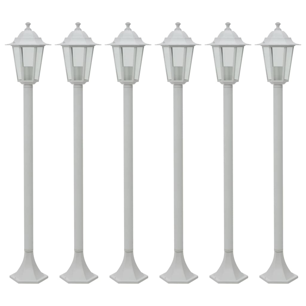 Zahradní sloupové lampy 6 ks E27 110 cm hliníkové bílé