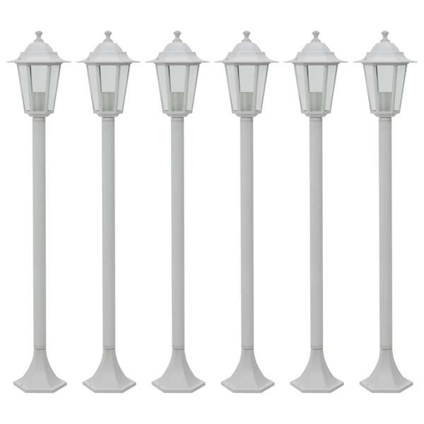 vidaXL aialaternad, 6 tk, E27 110 cm, alumiinium, valge